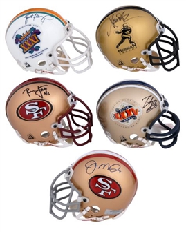 Signed Football Mini Helmet Lot of (5) Including Montana and Favre